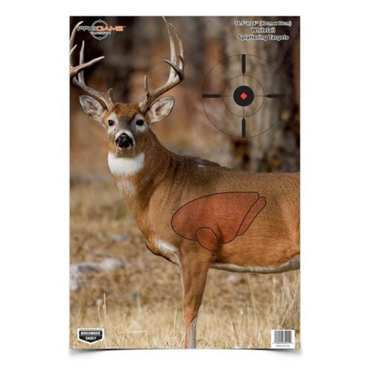 Birchwood Casey Pregame 16.5" x 24" Whitetail Deer Targets - Realistic Instant Splattering Shooting Targets - for Use with All Guns & Calibers - 3 Targets Pack