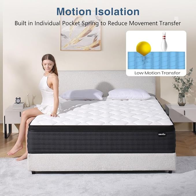 Full Size Mattress, 10 Inch Hybrid Memory Foam Full Mattress in a Box, Pressure Relief, Medium Firm, CertiPUR-US