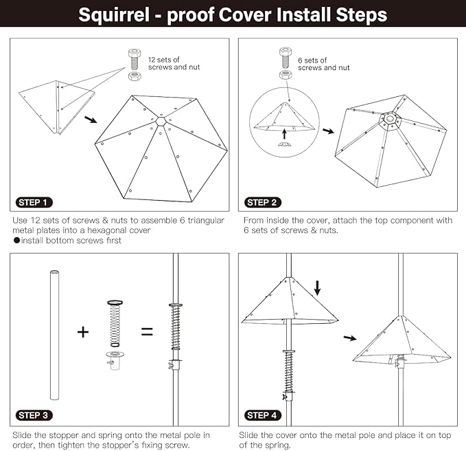 83" Bird Feeding Station Kit with Metal Squirrel Baffle, Heavy Duty Metal Bird Feeding Station with Seed Tray＆Mesh Basket, Easy Assembly Ground Mounted Bird Feeder Pole for Garden Yard Outdoor
