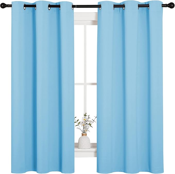 NICETOWN Light Blue Curtains for Nursery, Thermal Insulated Grommet Room