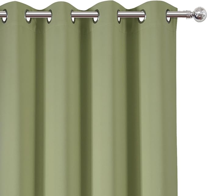 LEMOMO Sage Green Thermal Blackout Curtains/52 x 54 Inch/Set of 2 Panels Room