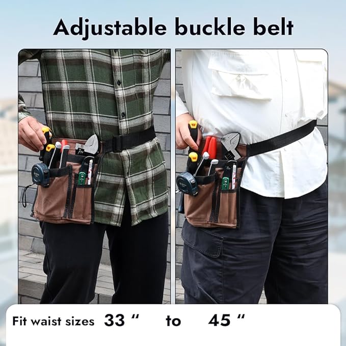 5-Pocket Tool Belt for Men, Durable Canvas Construction, Adjustable Belt, Utility Pouch for Daily Repair and DIY Use