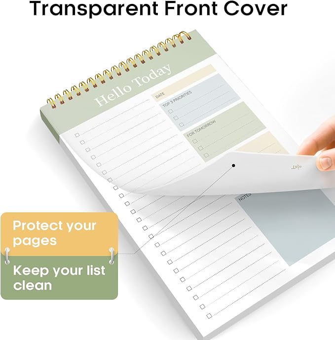 Taja To Do List Notepad - To Do List Notebook for Work with 52 Sheets, 9.8" x 6.5", Undated Daily Planner Perfect for Daily Tasks and Goal Setting, Notepad Suitable for Office, Home & School - Green