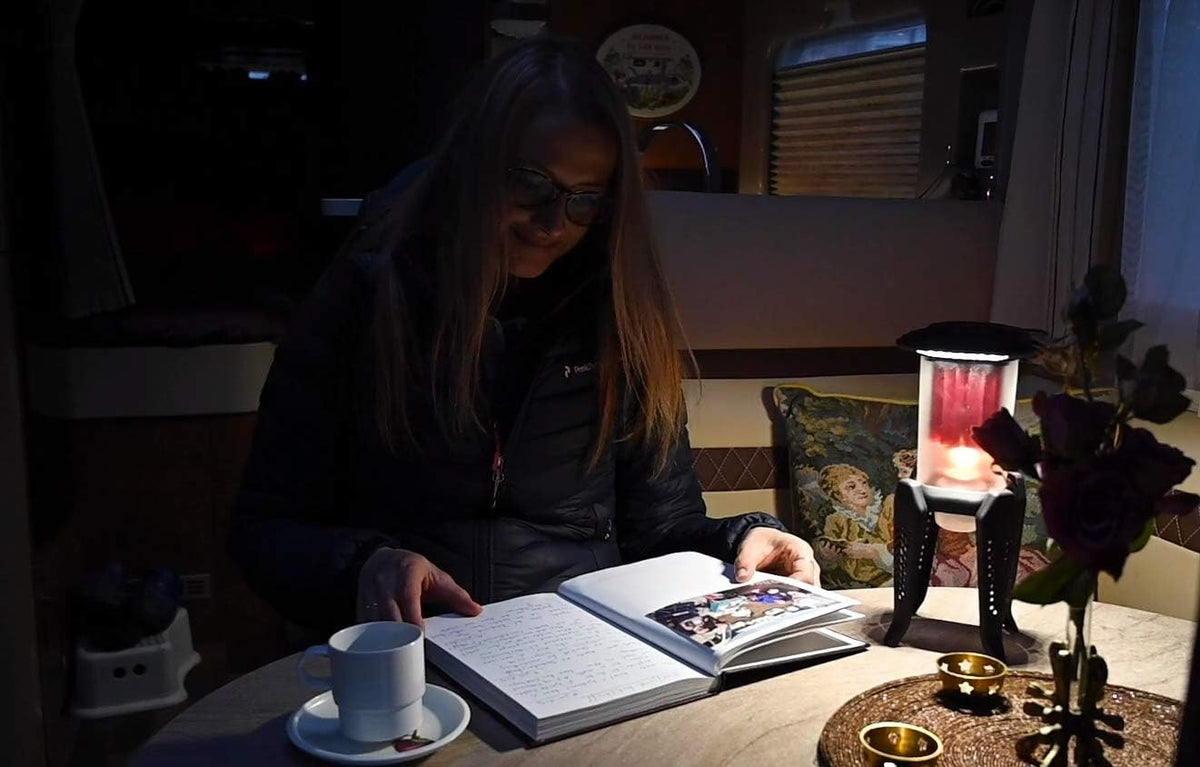 Thermoelectric Oil Lantern; Converts Heat into Electricity to Power Bright LED Lights. For Camping, Power Outages, Reading and Hiking