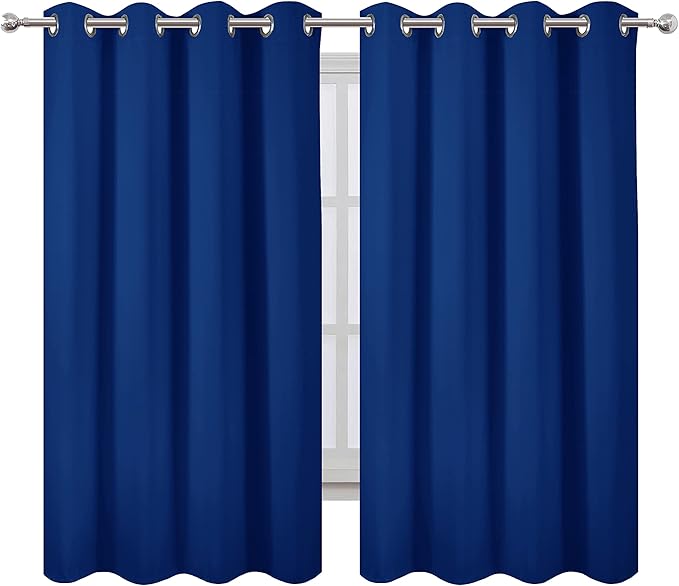 LEMOMO Royal Blue Blackout Curtains 66 x 63 Inch Length/Set of 2 Curtain