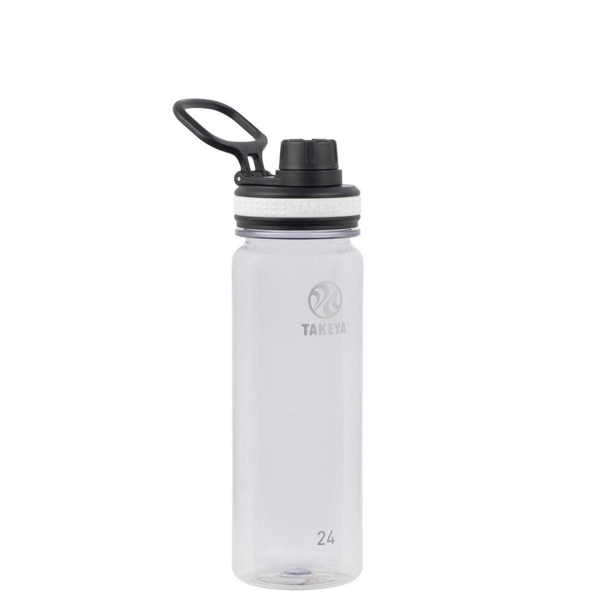 Takeya Tritan Sport Water Bottle with Spout Lid - BPA-Free & Dishwasher-Safe Water Bottle - Reusable Bottle with Lid Handle - Simple Leak-Proof Water Bottle - 24 oz, Clear