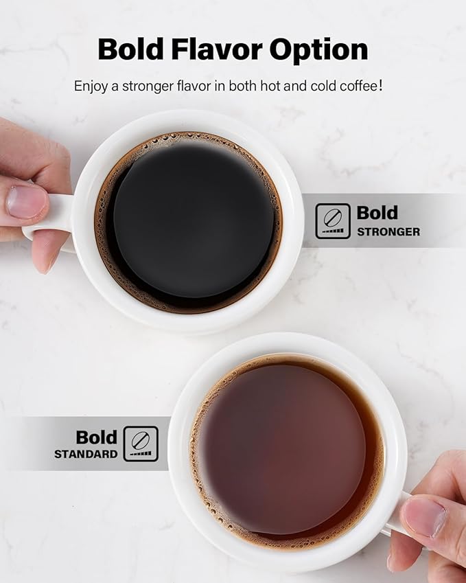 K Cup Coffee Maker With Bold Setting, Single Serve Hot & Iced Coffee Maker for K-Cup and Grounds, 52oz Removable Water Tank, 6 to14oz Brew Sizes, Pod Coffee Machine With Reusable Filter, Gray