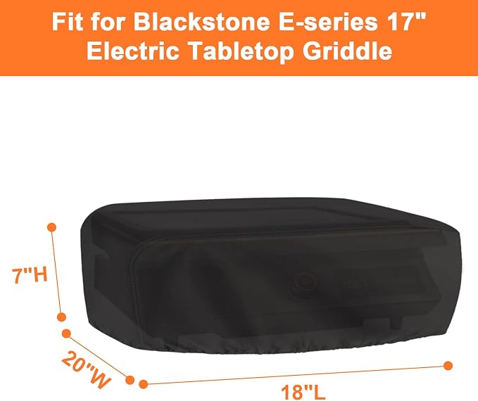 Grill Cover for Blackstone E-Series 17" Electric Tabletop Griddle with Hood, Waterproof Small Tabletop Grill Cover, Heavy Duty Camping Table Top Grill Cover