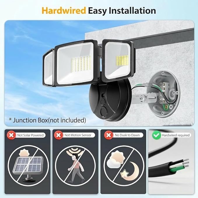 Onforu 75W Flood Lights Outdoor, 7000LM Brightness Security Lights Switch