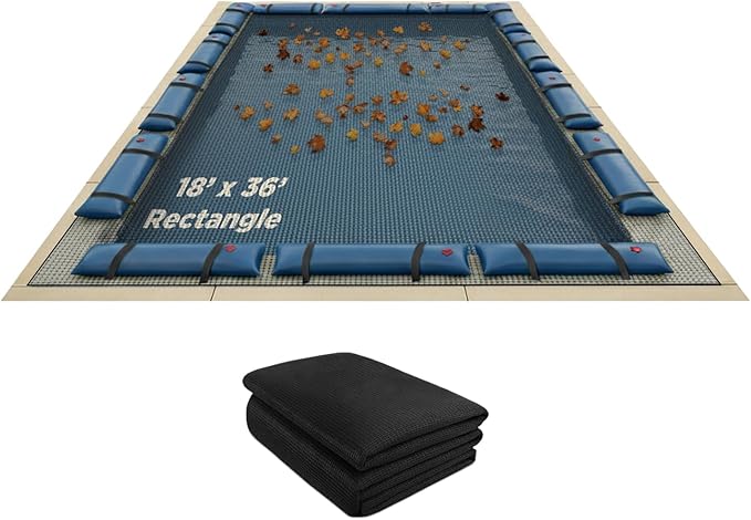Buffalo Blizzard 18 ft x 36 ft Rectangle Pool Leaf Net | Mesh Pool Net Cover | Leaf Net for Above Ground Pool | Remove Leaves & Debris From Your Winter Cover | 4 Ft of Overlap | Winch & Cable Included