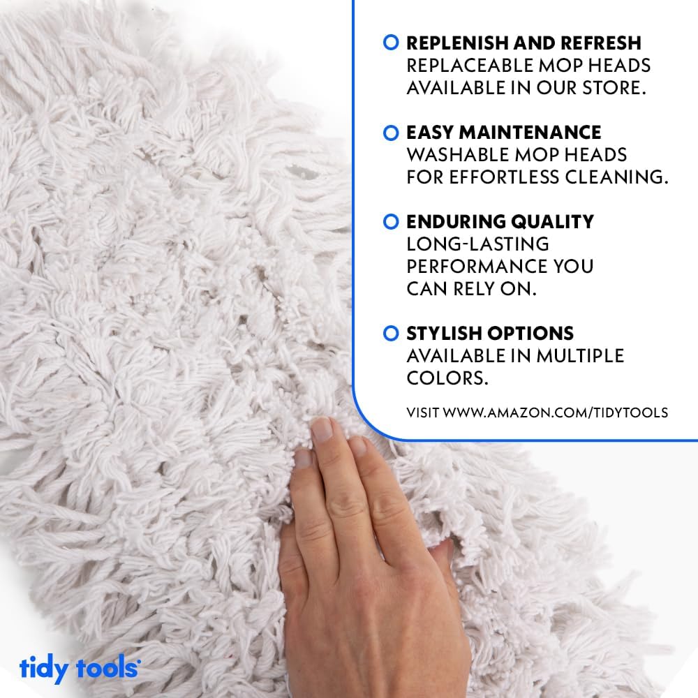 Commercial Dust Mop – 36 Inch Floor Sweeper for Hardwood, Reusable Cotton Mop Head, Extendable Handle, Dry Mop for Floor Cleaning & Janitorial Supplies