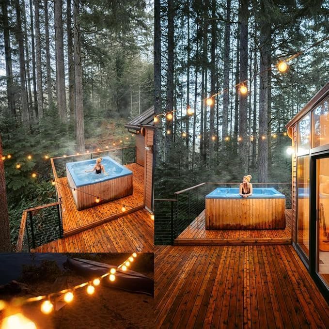 G40 Solar String Lights Outdoor with Remote 30 FT, USB & Solar Dual Charging, Waterproof, 8 Modes 3 Timers, 10+1 LED Shatterproof Bulbs, Dimmable Solar Light for Camping Backyard Bistro Porch Garden