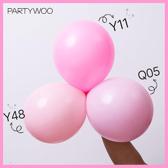 PartyWoo Pink Balloons 101pcs 12 Inch Matte Pink Balloon Arch Kit for Girl Baby Shower Gender Reveal Wedding Bachelorette Engagement Birthday Princess Butterfly Themed Party Decorations Pink-Y11