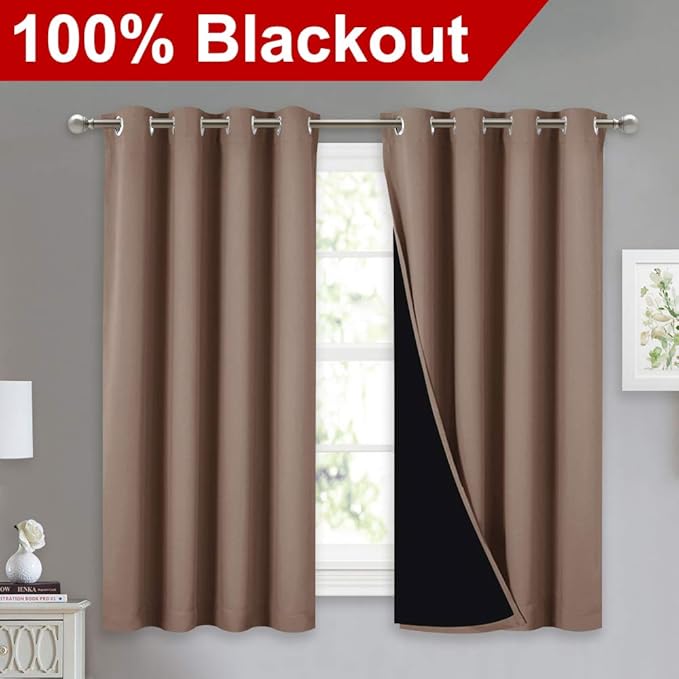 NICETOWN Bedroom Full Blackout Curtain Panels, Super Thick Insulated Window