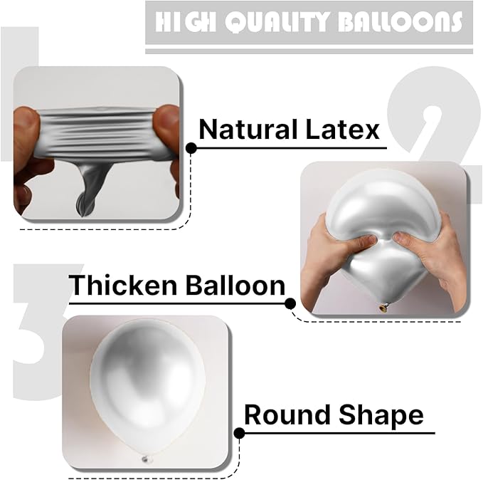 PartyWoo, 50pcs Silver Metallic Balloons, 5inch, Balloon Garland or Arch, Women, Unisex, Birthday, Wedding Decorations
