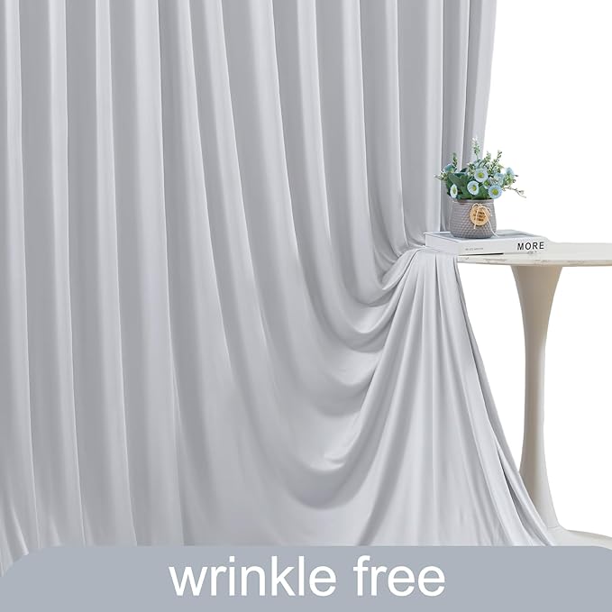 6 Panels Silver Grey Backdrop Curtain for Parties Wedding Wrinkle Free Silver Grey Photo Curtains Backdrop Drapes Fabric Decoration for Birthday Party Baby Shower 30ft(W) x 10ft(H)