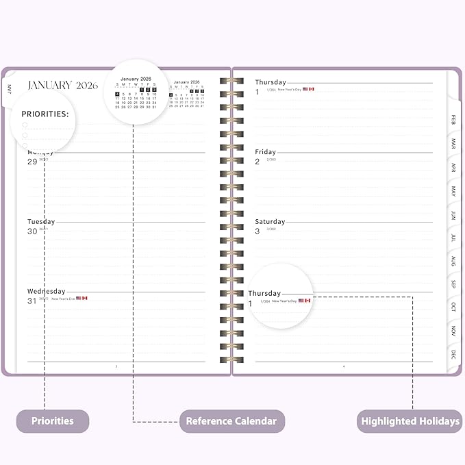 2026 Planner, Weekly and Monthly Calendar Academic Planner, Jan 2026 - Dec 2026, 8.5‘’ x 11'', Planning Agenda Book for Desk Accessories and School Supplies - Letter Size