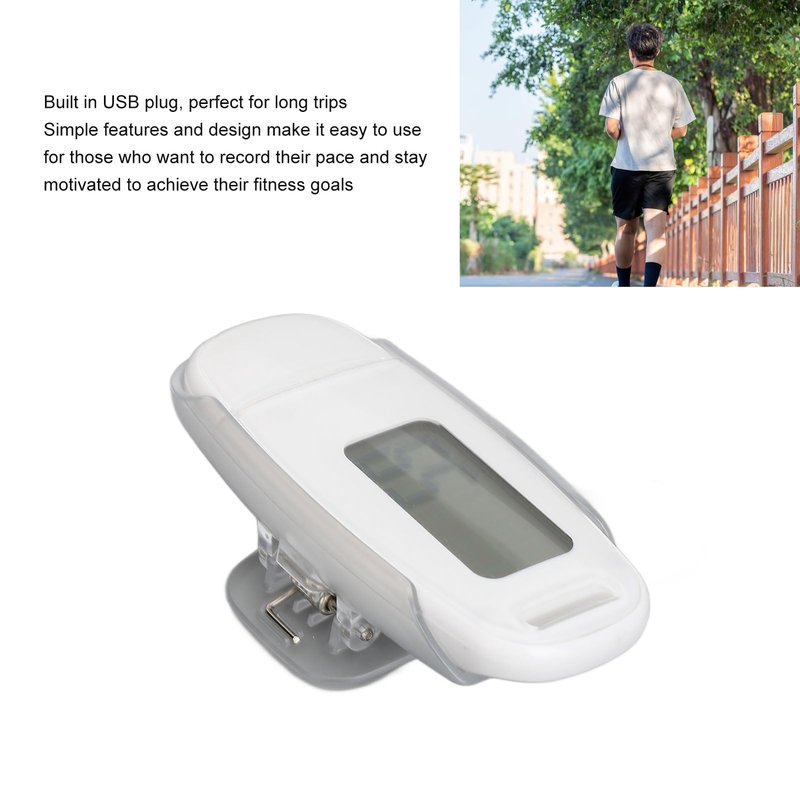 Pedometer for Walking, Accurate Simple Step Counter with Large Digital Display, USB Rechargeable Portable Step Clip on for Seniors (White)