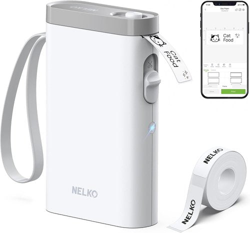Nelko Label Maker - P21 Bluetooth Wireless Label Printer with Multiple Templates | Compact White Design