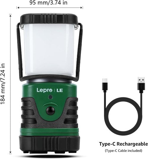 1000LM LED Camping Lantern - Rechargeable Power Bank, 4 Light Modes, Waterproof for Hiking & Emergencies
