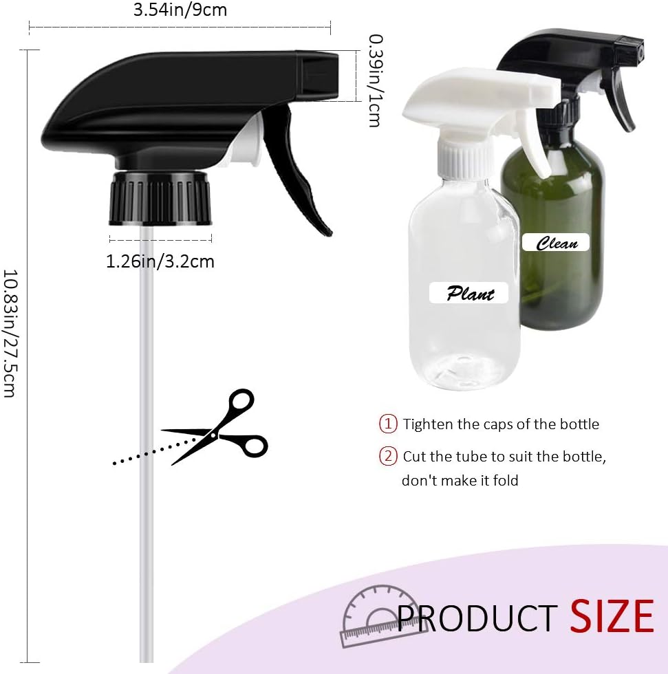 AMORIX 12PCS Trigger Sprayer White Spray Top Heavy Duty Replacement Nozzles for Plastic Bottles with Mist Spray & Stream Sprayer, Fits 28/400 Bottles + Tag Stickers