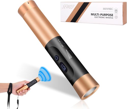 MOOSEC Electronic Whistle - Rechargeable Handheld Whistle with LED Flashlight | 3 Adjustable Tones, 0-125dB Volume