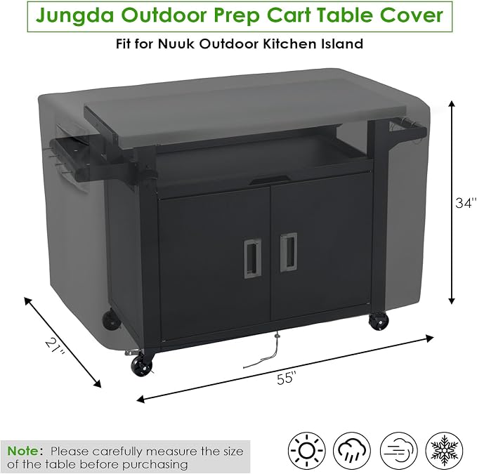 Outdoor Prep Cart Cover for Nuuk 42 Inch Outdoor Kitchen Island and BBQ Serving Cart,Heavy Duty Waterproof Patio Prep Table Cover Grill Carts Covers