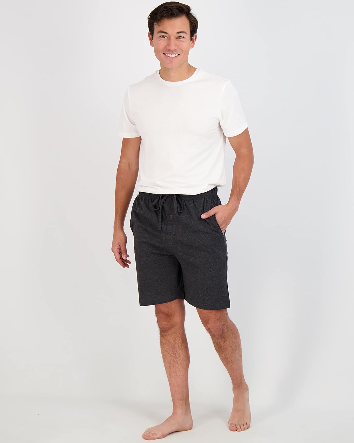 Real Essentials Men's Cotton Ultra-Soft Knit Sleep Pajama Shorts - 3 Pack | Big & Tall Sizes Available