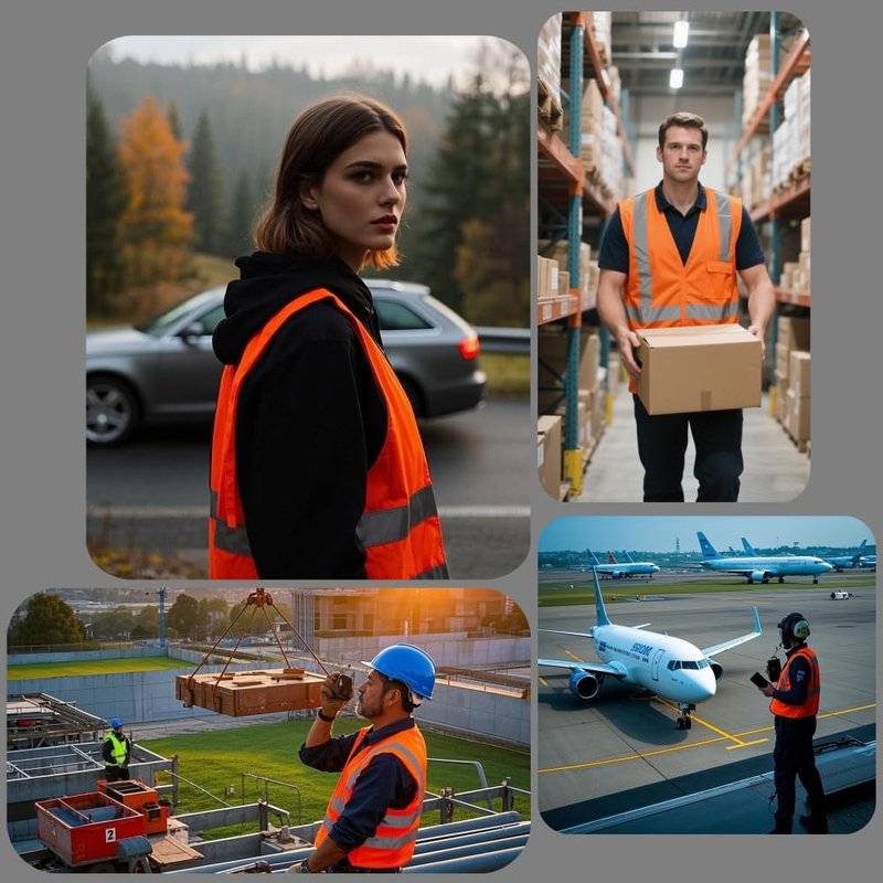 IDOU High Visibility Orange Reflective Safety Vest - Breathable Work Vest with 5 Pockets & Zipper, Comfort Fit for Construction, Night Shifts, Outdoor Use L