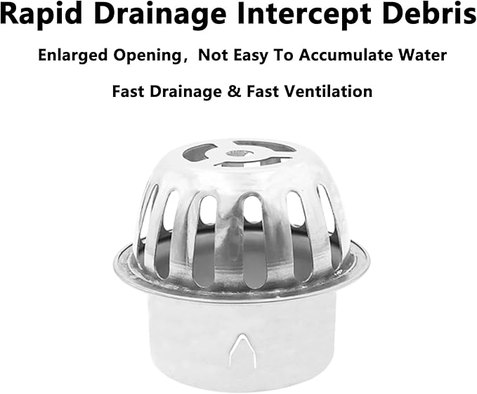 Roof Floor Drain,SAFYY 304 Stainless Steel Roof Drain Dome,Balcony Roof Dome Drain Cover,Yard Outdoor Anti Blocking Strainer,Gardens Gutter Cleaning Tool,Rain Bucket Drainage Parts (2, 63mm/2.48")