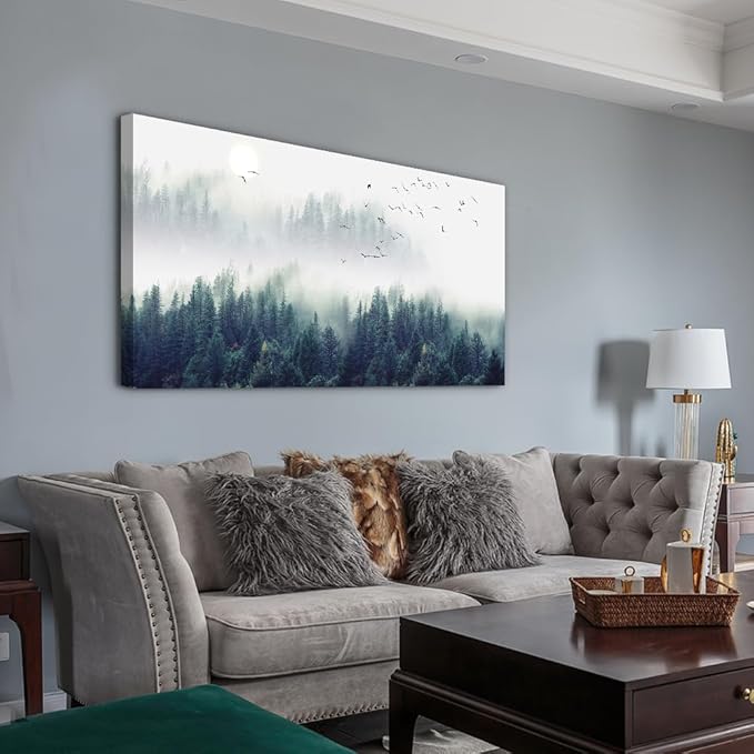 Lapremoly Canvas Framed Wall Art For Living Room Large Wall Decorations For Bedroom Modern Office Mountain Forest Trees Landscape Canvas Art Wall Paintings Ready To Hang Home Decor 24" x 48"inch