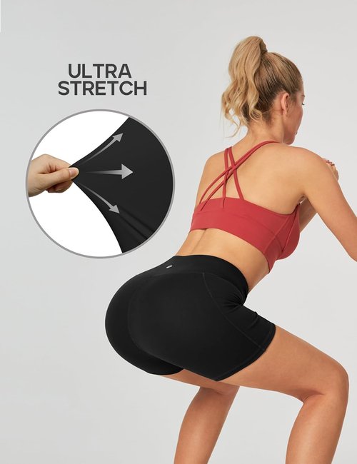 Heathyoga Biker Shorts for Women - High Waisted Tummy Control with Pockets | 5" Workout Spandex Shorts