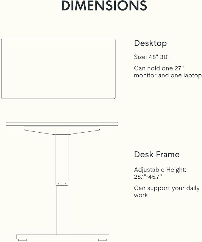 FLEXISPOT EN1 One-Piece Standing Desk with 1-Inch Thick Desktop, 48"x30" Electric Height Adjustable Desk for Home Office & Multi-Device Workstations, Maple