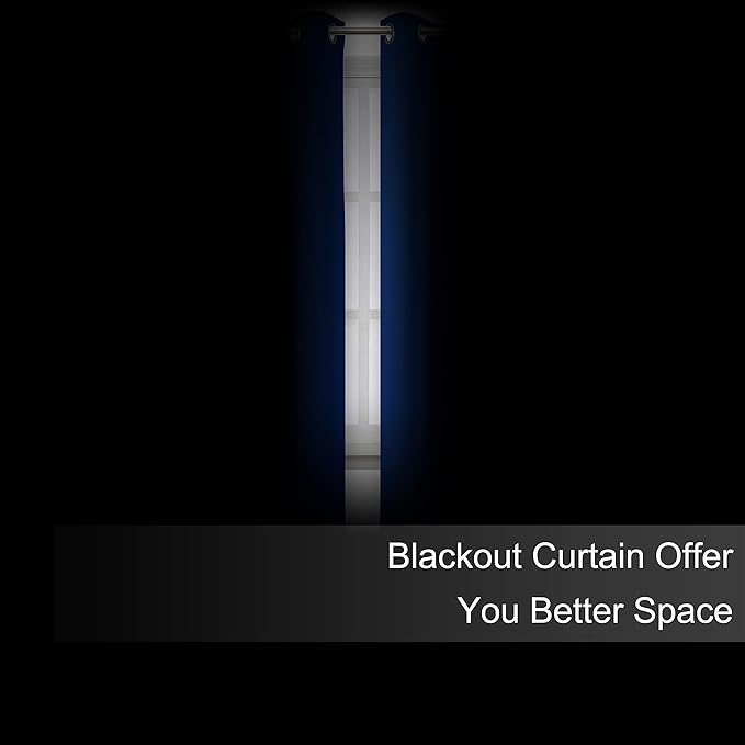 LEMOMO Royal Blue Blackout Curtains 66 x 63 Inch Length/Set of 2 Curtain
