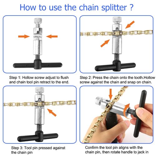A AKRAF Professional Bike Chain Tool, Bicycle Chain Breaker - Easy Chain Cutter Removal for Rusty Chains, Compatible with 7 8 9 10 11 12 Speed Links for Road Mountain Bicycle