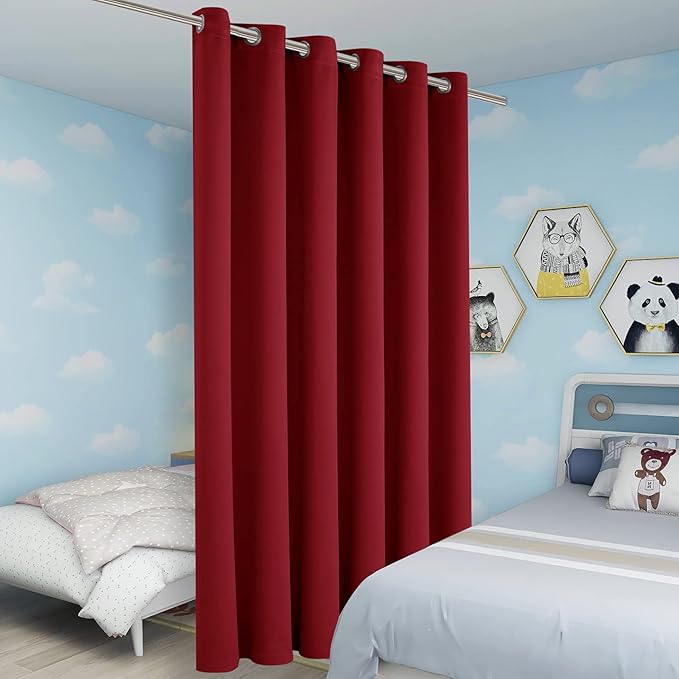 BONZER Wide Room Divider Blackout Curtain Total Privacy Wall Room Darkening