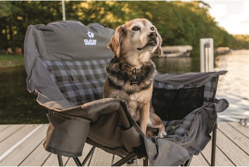 Guide Gear Oversized Padded Camping Chair - Portable Folding Lounge for Adults | 400 lb Capacity, Gray Plaid