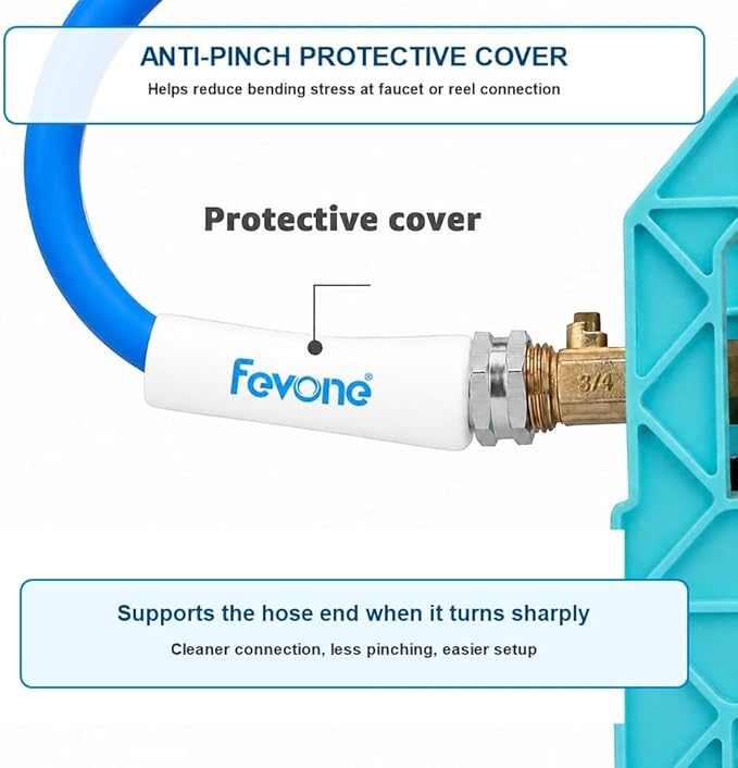 FEVONE 25 ft x 5/8 in Garden Hose, Drinking Water Safe Flexible Water Hose, Lightweight Hybrid Polymer Hose, Kink-Resistant, 3/4 in Aluminum Fittings, Leak-Free, 600 PSI