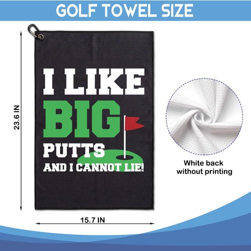GEYGIE I Like Big Put and I Cannot Lie Printed Microfiber Golf Towel, Funny Golf Towel Gifts and Golf Accessories for Men Women Dad Mom Grandpa, Fathers Day Birthday Gift for Golf Lover