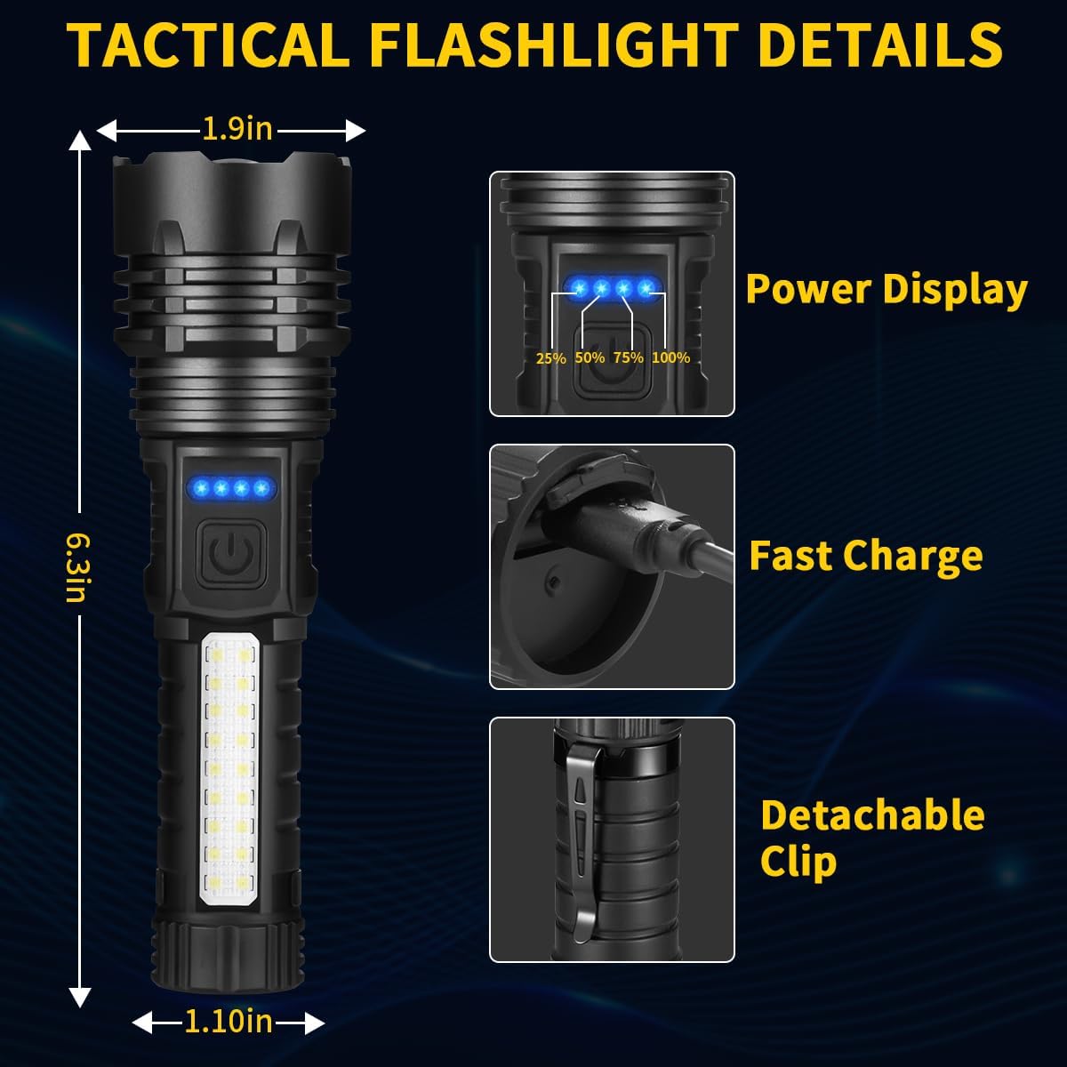 ZioeYiue Rechargeable Flashlights - Super Bright 7-Mode Tactical LED Flashlight | 4-Pack for Camping & Home Emergency