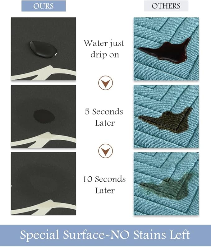 MontVoo-Bath Mat Rug Long Non Slip Super Absorbent Bathroom Runner Stain Resistant Quick Dry Thin Bathroom Mat Fit Under Door-17"x50",Black