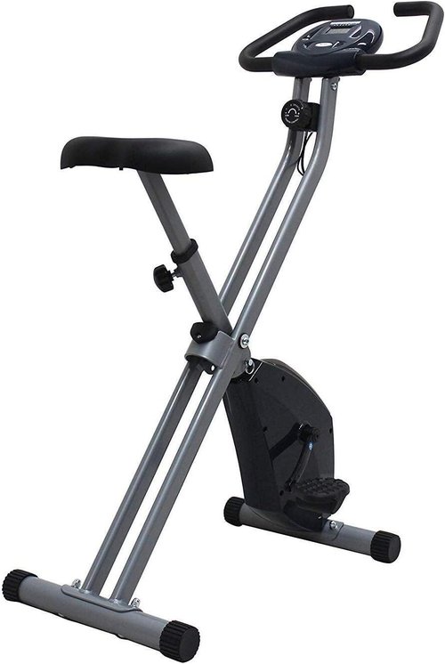 iLIVING USA X-Bike Folding Upright Exercise Bike with Calorie Counter - Grey