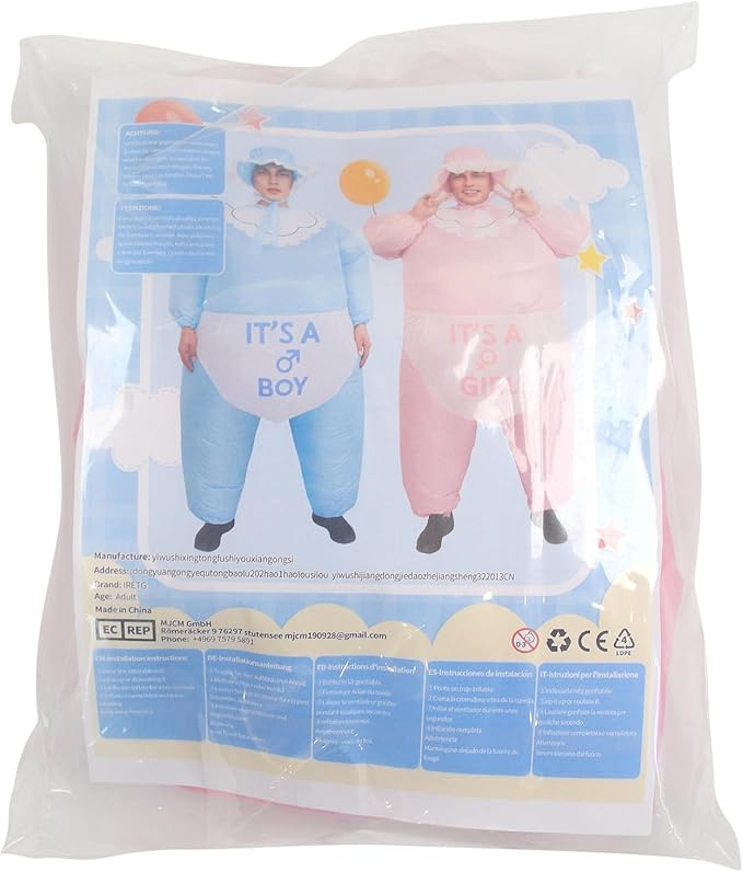 IRETG Inflatable Baby Costume for Adults Funny Blow Up Costume for Baby Shower Gender Reveal Party
