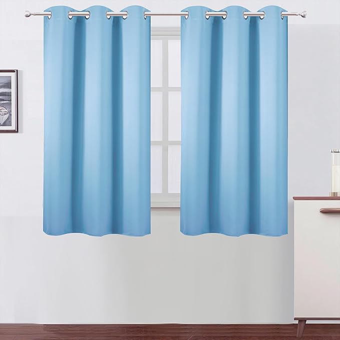 LEMOMO Sky Blue Blackout Curtains 42 x 54 Inch Length Set of 2 Panels Grommet