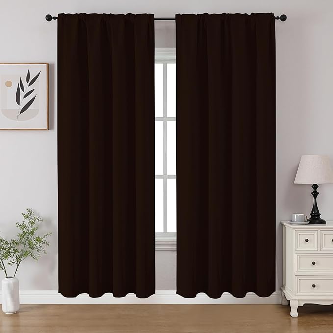 CUCRAF Blackout Curtains 72 inch Length 2 Panels Set, Rod Pocket Room Darkening