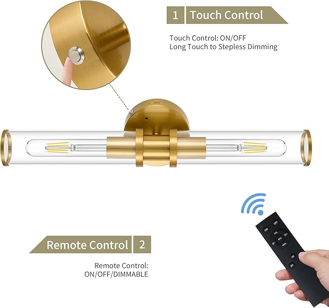 Wireless Wall Sconces with Remote Control, Battery Operated Wall Sconce Set of
