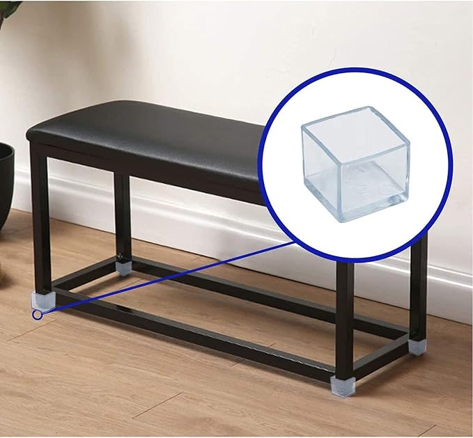 Still Awake 16 Pcs Transparent Square PVC Rubber Leg Tips Furniture Floor Protectors Chair Table Bar Stool Leg Covers Cube Feet 1 Inch x 1 Inch (25 x 25mm)
