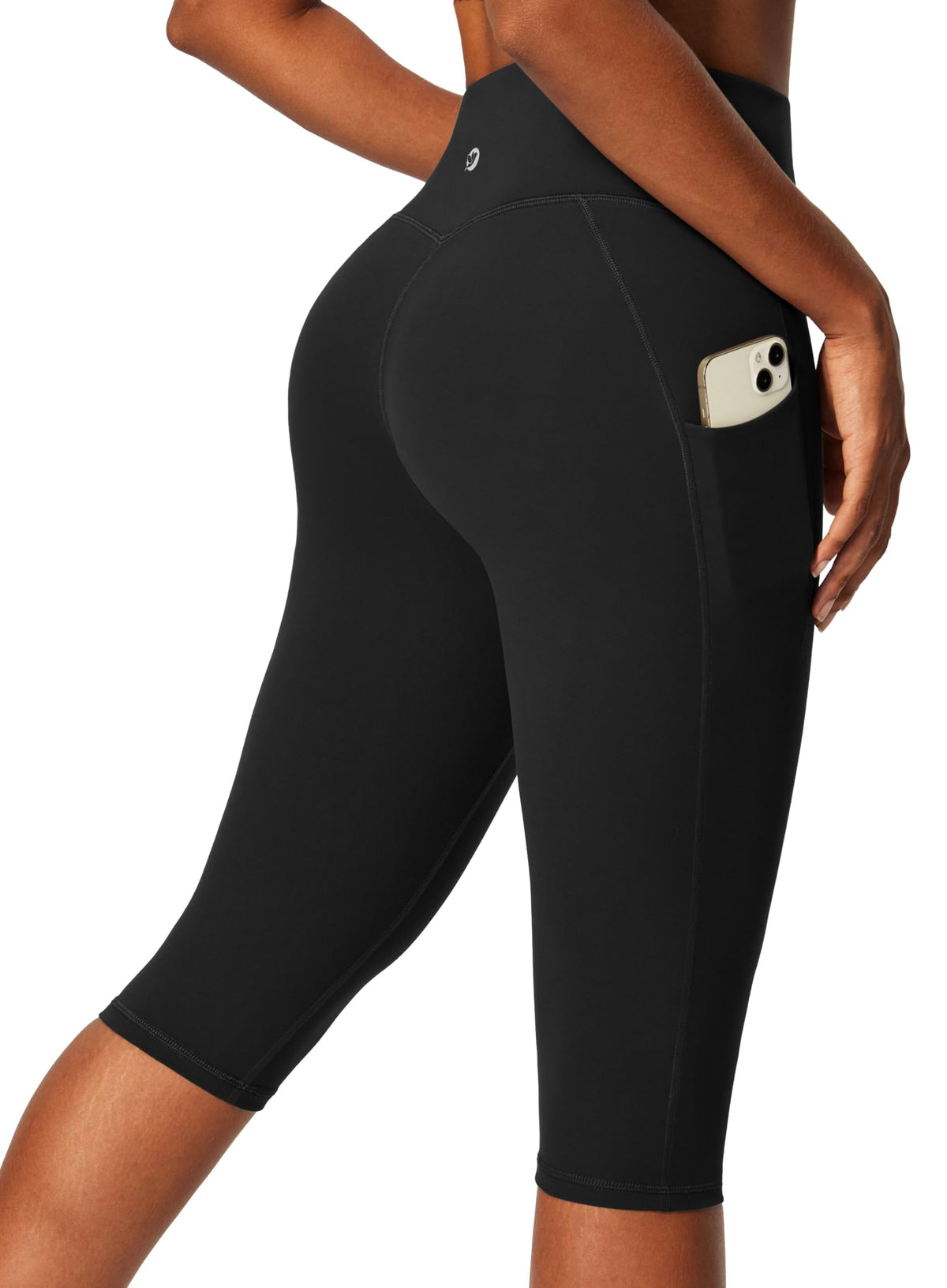 IUGA Capri Leggings for Women with Pockets Women's High Waisted Knee Length Capris Compression Yoga Pants Workout Leggings Black