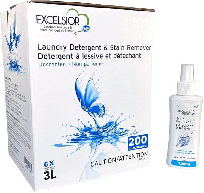 Excelsior - Laundry Detergent with Eco Bottle- Concentrated Liquid - Unscented - Eco-Friendly - Biodegradable, Solvent, and Phosphate Free - for Standard and High-Efficiency Washers - 3 Liter
