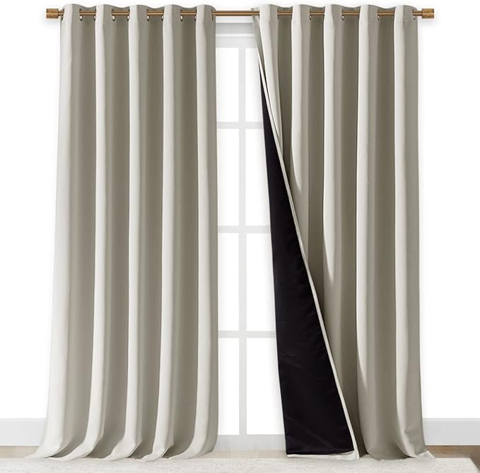 NICETOWN Full Shading Curtains for Windows, Super Heavy-Duty Black Lined